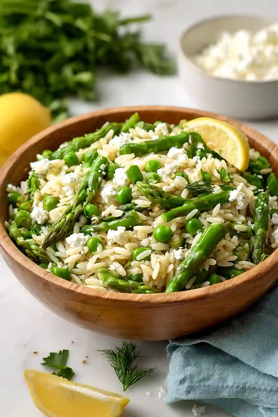 asparagus and pea orzo salad