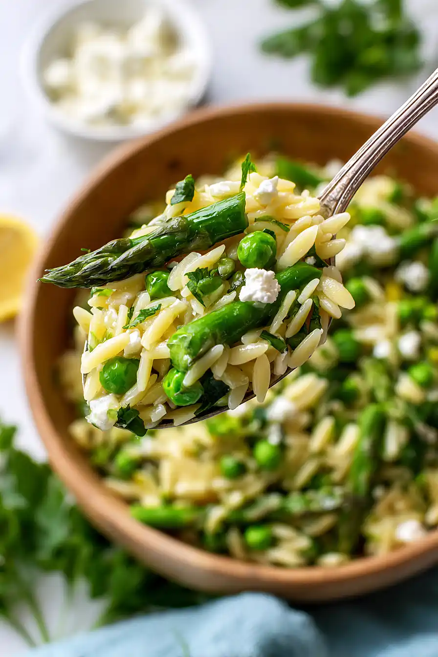 asparagus and pea orzo salad