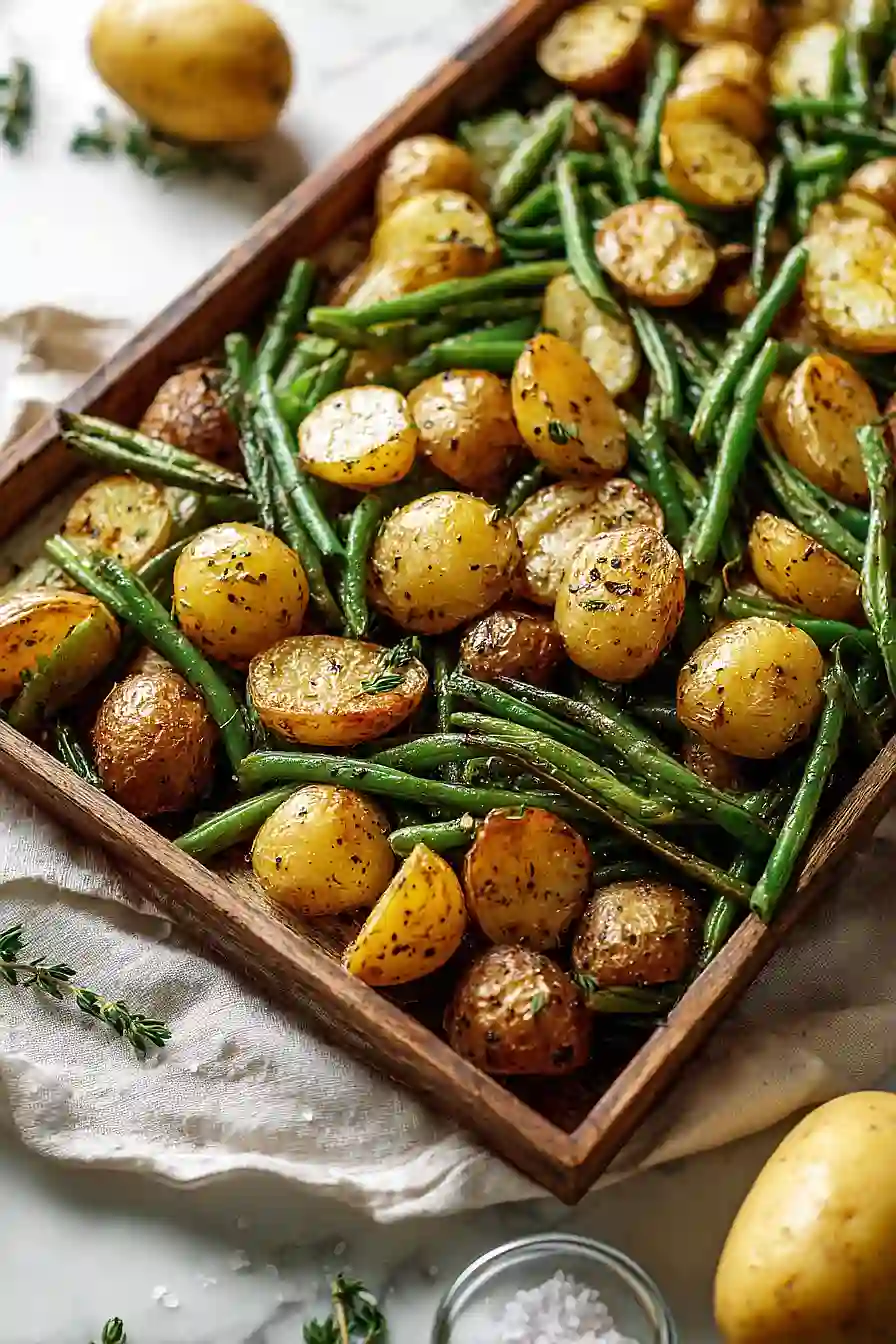 roasted potatoes and green beans