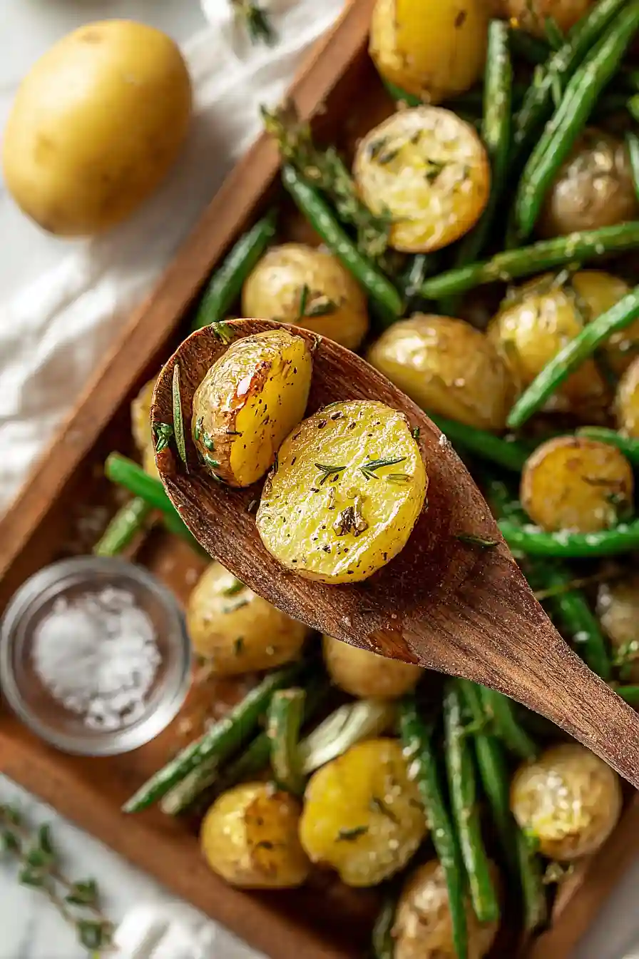 roasted potatoes and green beans