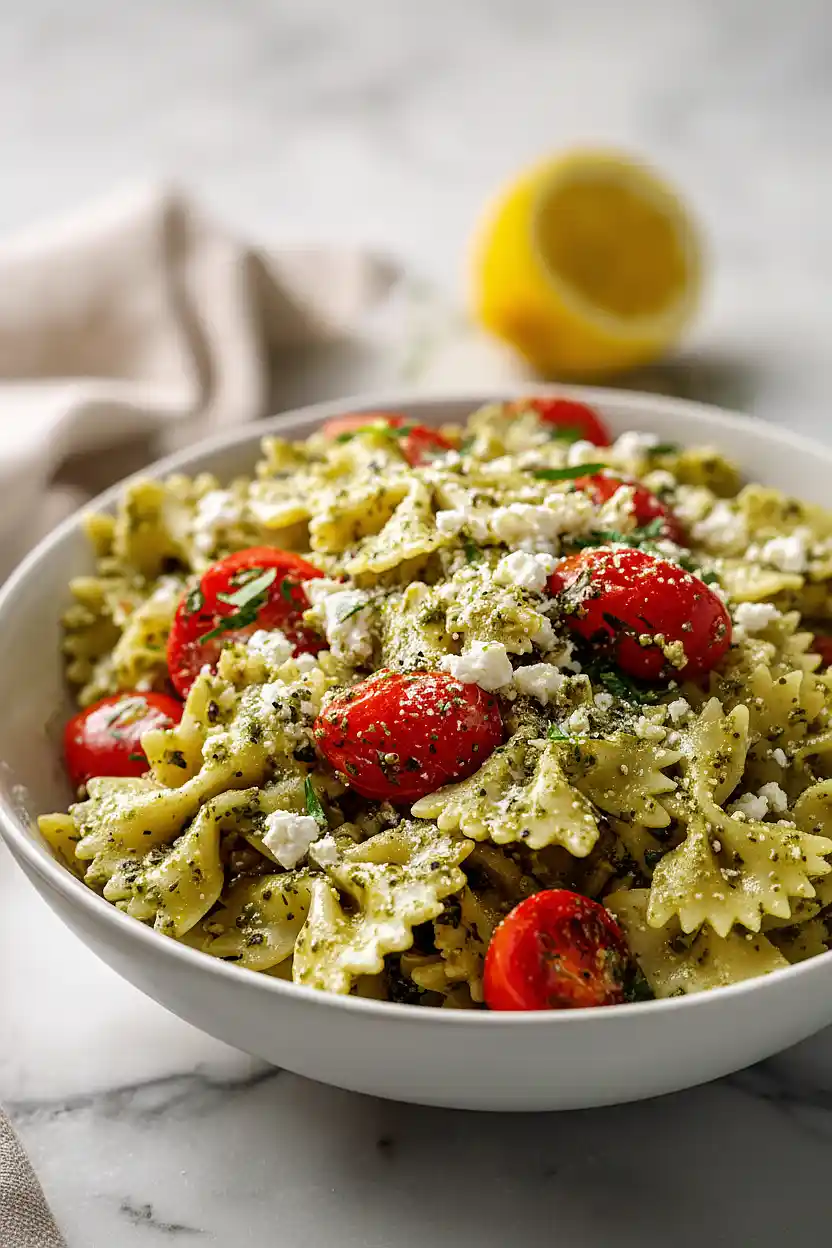 pesto and feta pasta salad