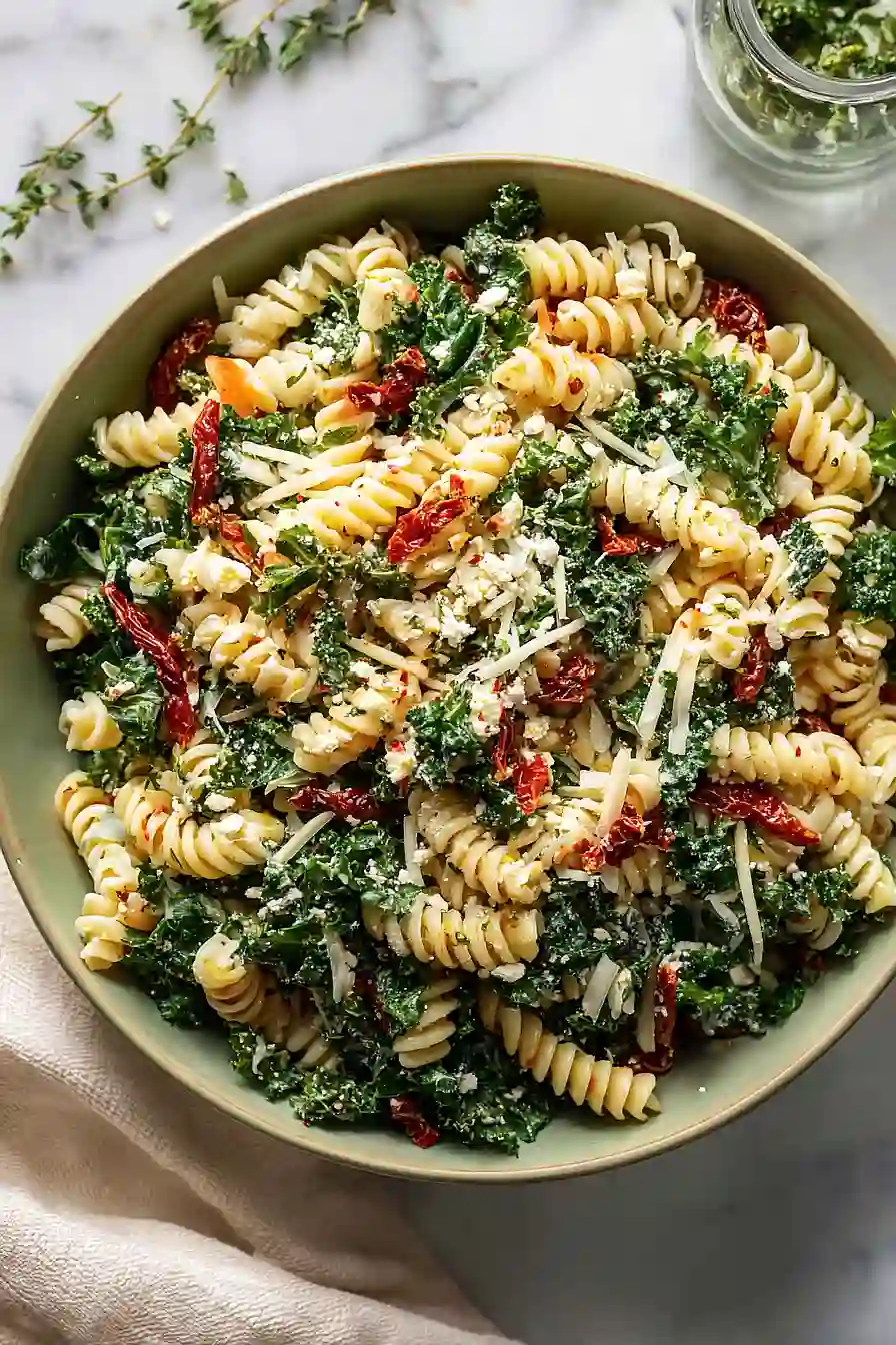 kale feta pasta salad