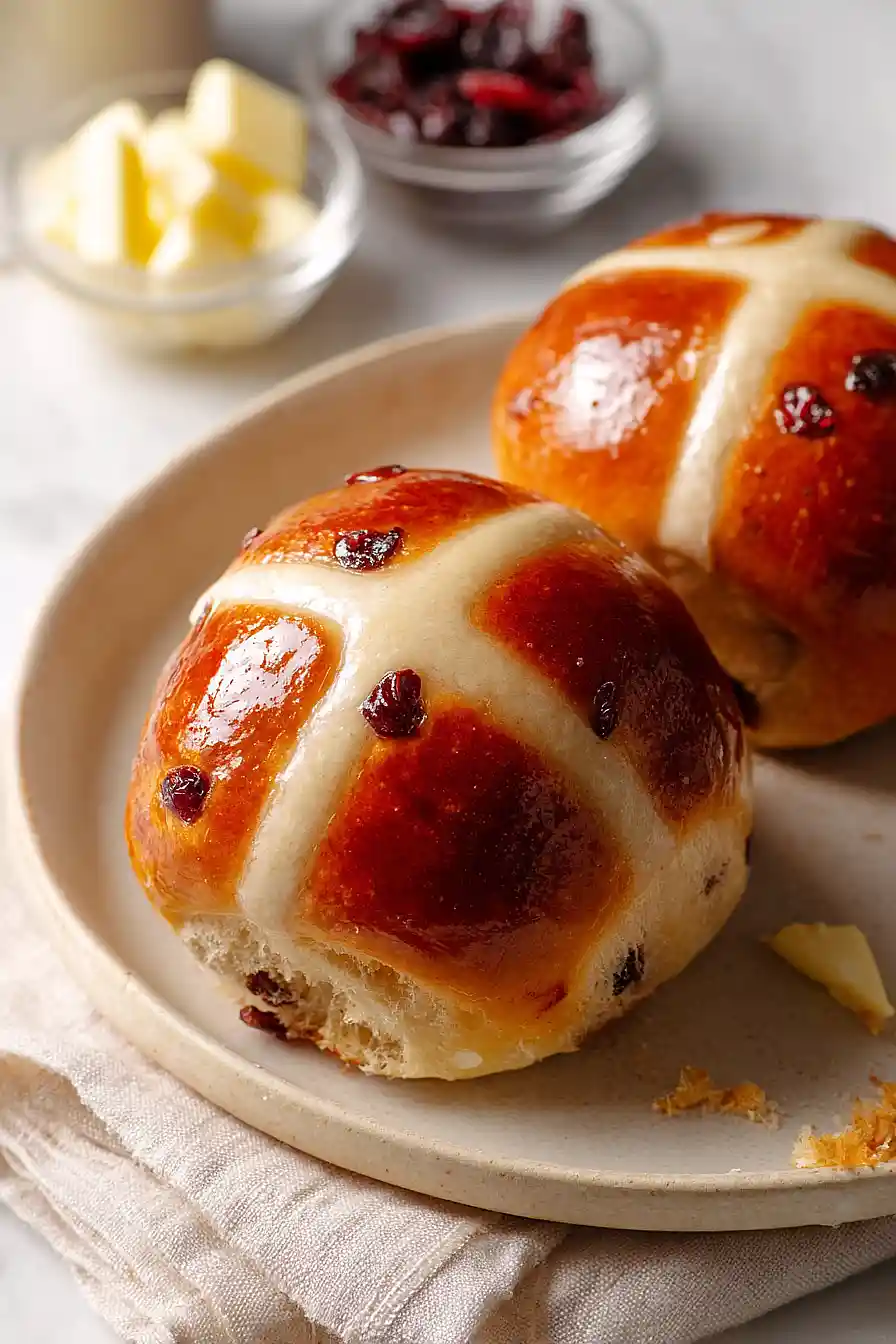 cranberry orange hot cross buns