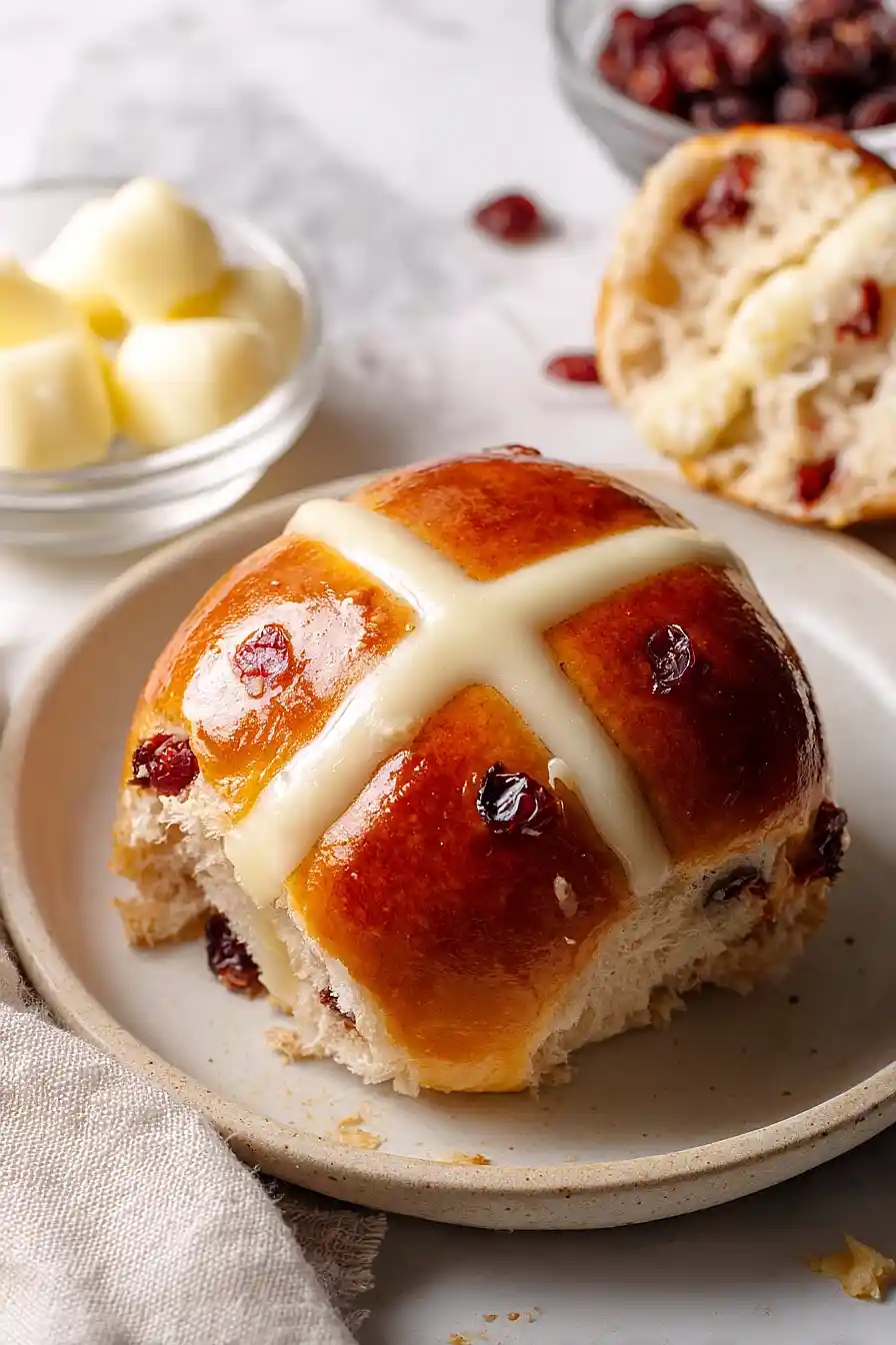 cranberry orange hot cross buns
