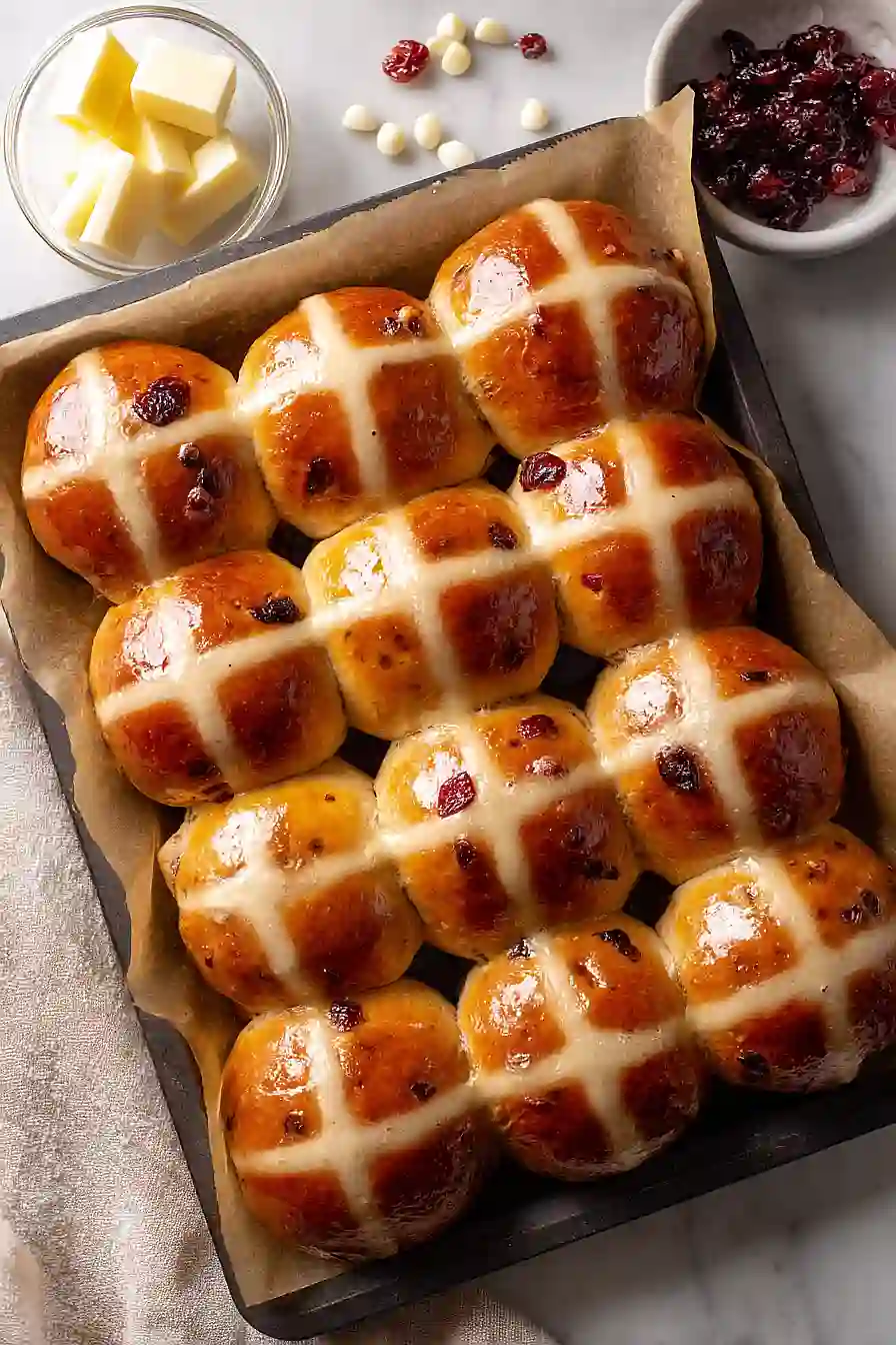cranberry orange hot cross buns