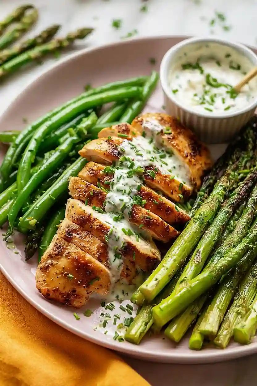 chicken, asparagus and green beans