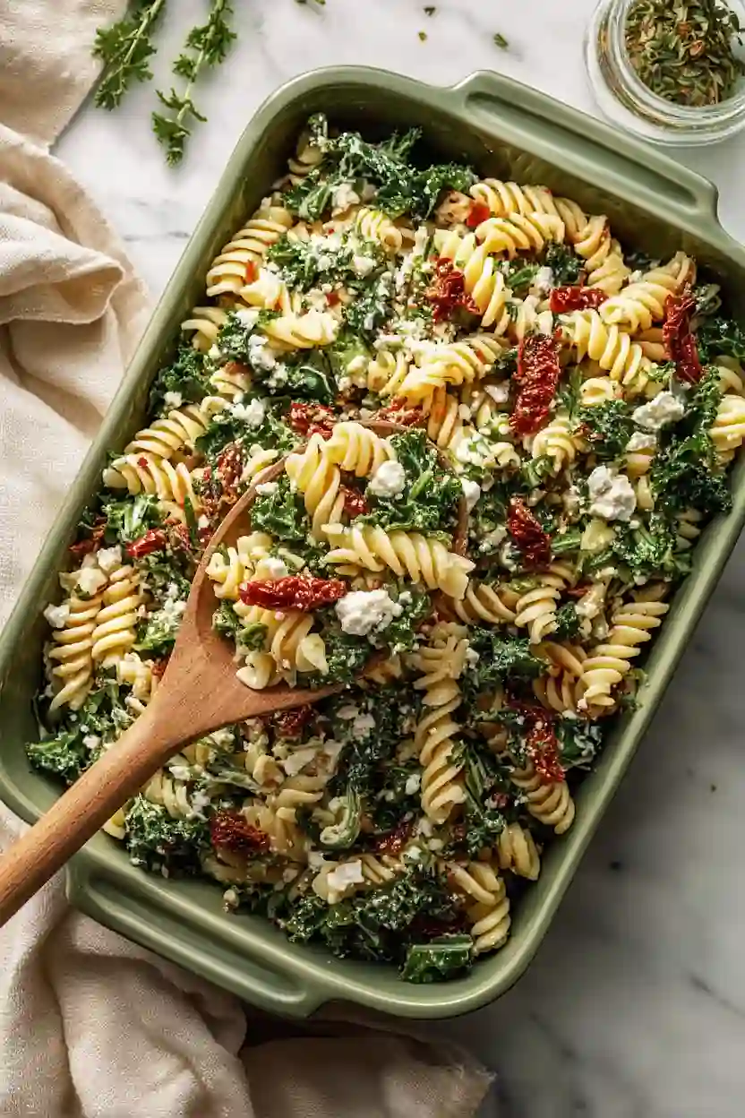 kale feta pasta salad