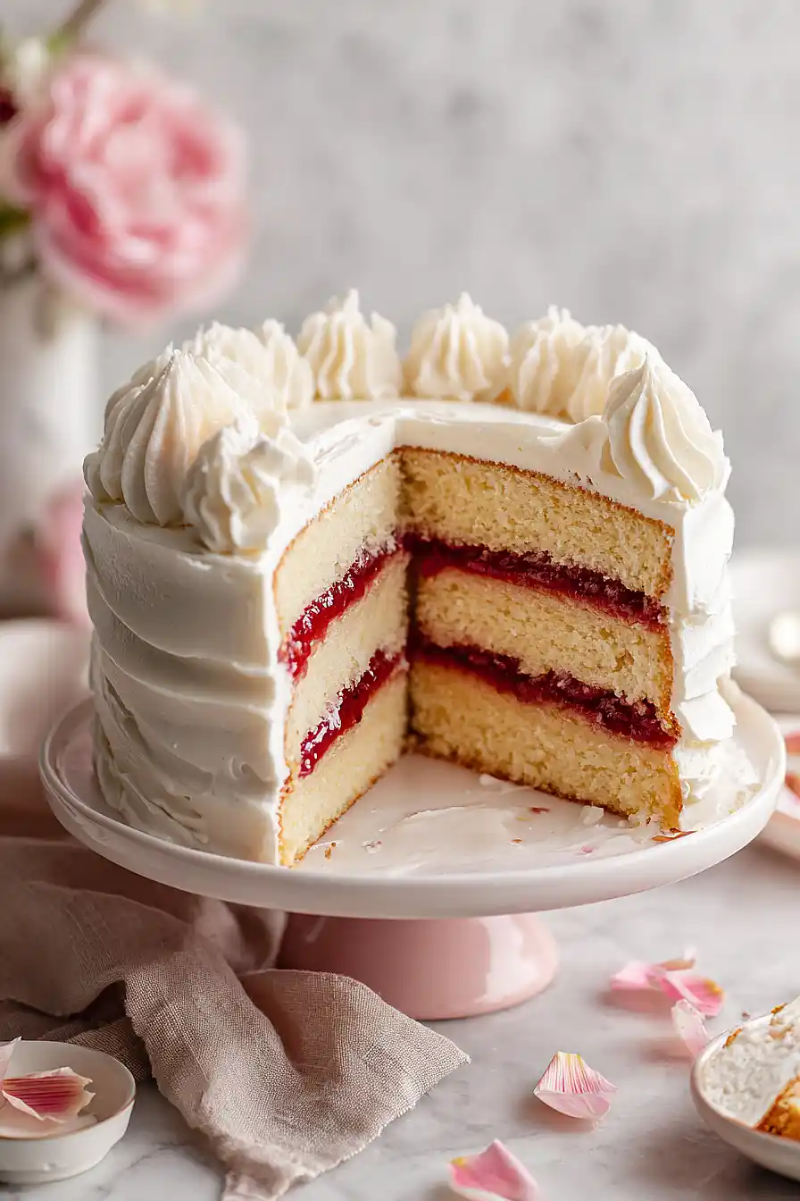 strawberry rhubarb layer cake